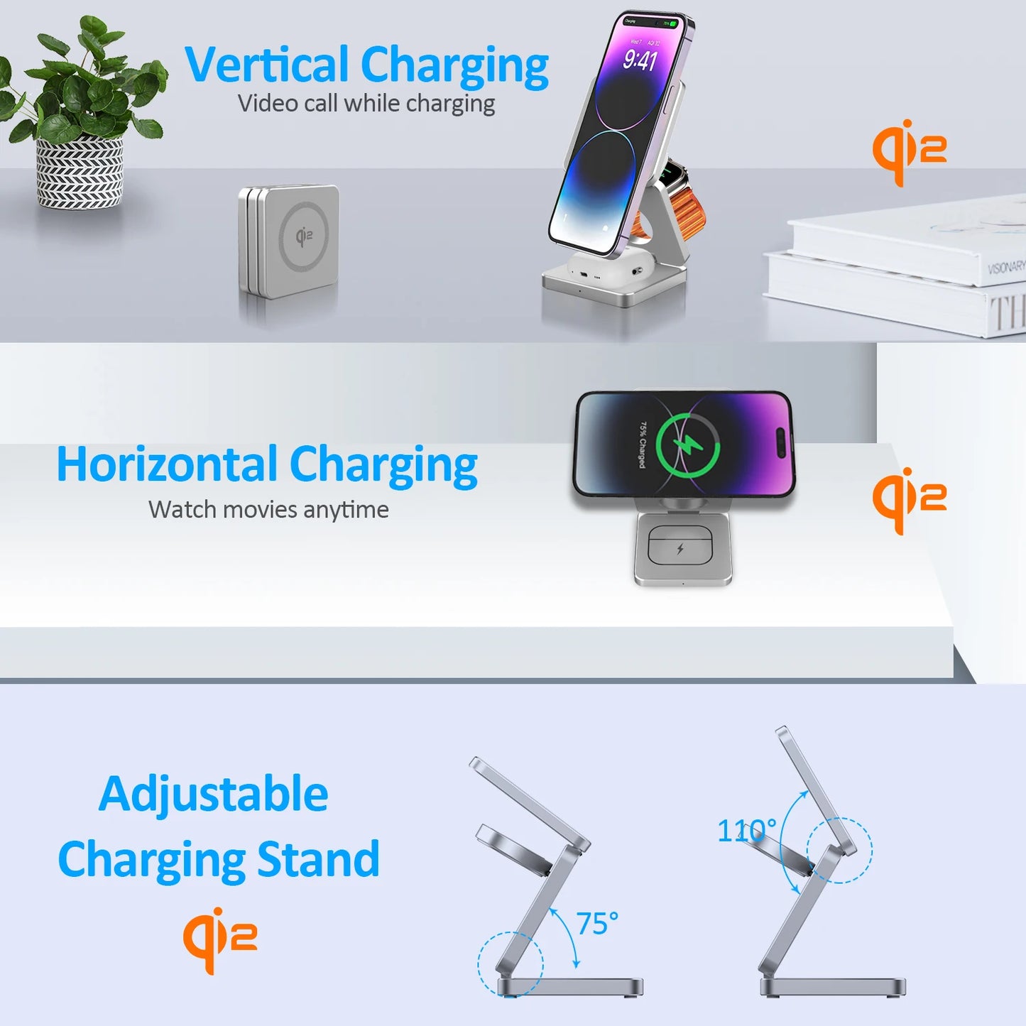 Trifold MagStand Qi2